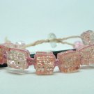 Pink Cube Glass Bead Macrame Bracelet