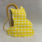 Yellow Checked Sitting Cat Folksy Fabric Ornament