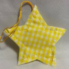 Yellow Checked Star Folksy Fabric Ornament