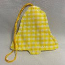 Yellow Checked Bell Folksy Fabric Ornament