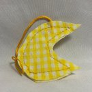 Yellow Checked Crescent Moon Folksy Fabric Ornament