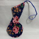 Navy Blue and Pink Roses Music Note Folksy Fabric Ornament