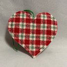 Red, White, and Green Checked Fat Heart Folksy Fabric Ornament