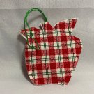 Red, White, and Green Checked Apple Folksy Fabric Ornament