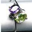 Genuine 0.75 ct Oval cut Amethyst & Peridot 925 Sterling Silver Ring