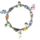 Rhodium Color Plating Colored Beads & Dolphin Charm Bracelet