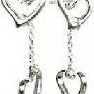 Platinum Clad Heart To Heart Drop Earrings