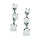  Genuine 1.00Ct 3-Stone Dangle Round Cut Diamond Earrings