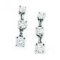  Genuine 1.00Ct 3-Stone Dangle Round Cut Diamond Earrings