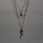 Three Chain Key & Heart Necklace