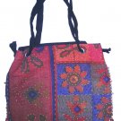 hand sewn and paint , womens boho fabric bag purse , hippy hippie student shoulder bag