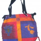 hand sewn and paint , womens boho fabric bag purse , hippy hippie student shoulder bag
