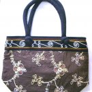 embroidered zippers tote bag , womens silk bag , student books case Back to school sale