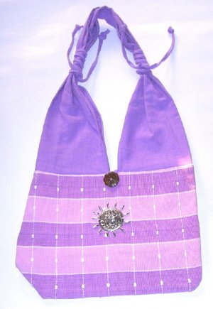 classic plaid natural cotton bag , sweet boho purse  # 05