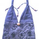 sweet boho embroidered floral silk bag in black