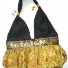 beautiful boho hippie bag , embroidered yellow gold silk shoulder bag