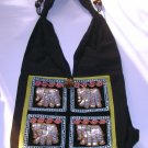 Free Shipping elephants hippie bag,green trim purse,lovely boho bag