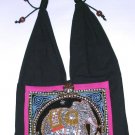 beaded black womens purse,boho hippie hippy shoulder bag