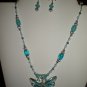 Turquoise Butterfly Necklace and Earrings