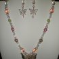 Pastel Butterfly Necklace and Earrings