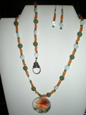 Orange Flower Jewelry Set