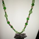 Green Leaf Necklace and Earrings