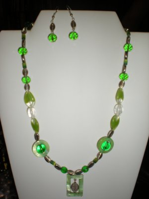 Leaf Charm Necklace and Earrings