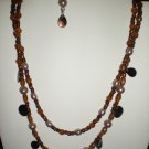 Multistrand Brown Necklace and Earrings