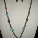 Turquoise and Brown Necklace and Earrings