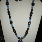 Blue Flower Necklace and Earrings