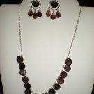 Brown Mother-of-Pearl Necklace and Earrings