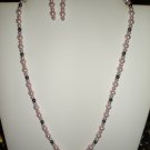 Pink Rose Necklace and Earrings