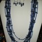 Multi-strand Blue Necklace and Earrings