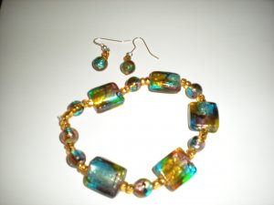 Multi-Colored Bracelet and Earrings