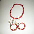 Pink Multi-Colored Bracelet and Earrings