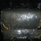 Black with Gold Trim Sequined Clutch Bag