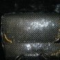 Black with Gold Trim Sequined Clutch Bag