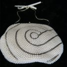 Vintage White & Silver Beaded Purse
