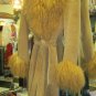 Suede Caramel Color Long Coat with Mongolian Fur