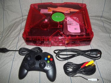 Red Clear Case Xbox XBMC media center xmugen UnleashX Modded