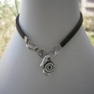 Green Bracelet  silver tone Hamsa Kabbalah Charm luck
