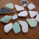 14 BEACH SEA GLASS CERAMIC POTTERY MOSAIC  MIX PENDANT