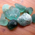 8 GENUINE BONFIRE MELTED Sea Beach Glass AQUA  BLUE