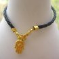 Black Bracelet String  golden Hamsa Kabbalah Charm