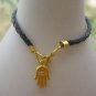 Black Bracelet String  golden Hamsa Kabbalah Charm