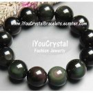100% NEW Bead Shape Rainbow Obsidian Crystal Bracelet 16 mm オブシディアン O5