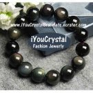 100% NEW Bead Shape Rainbow Obsidian Crystal Bracelet 14 mm オブシディアン O4