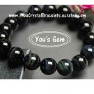 Bead Shape Hawk's Eye Crystal Bracelet 12mm 鷹目石 ホークスアイ HT6