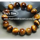 Bead Shape Tiger's Eye Crystal Bracelet 14mm 虎目石 タイガーズアイ T3