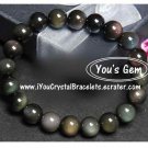 100% NEW Bead Shape Rainbow Obsidian Crystal Bracelet 10 mm オブシディアン O3